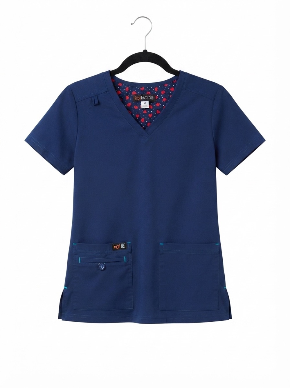 koi basics XS Navy V-Neck Short Sleeve Scrub Top